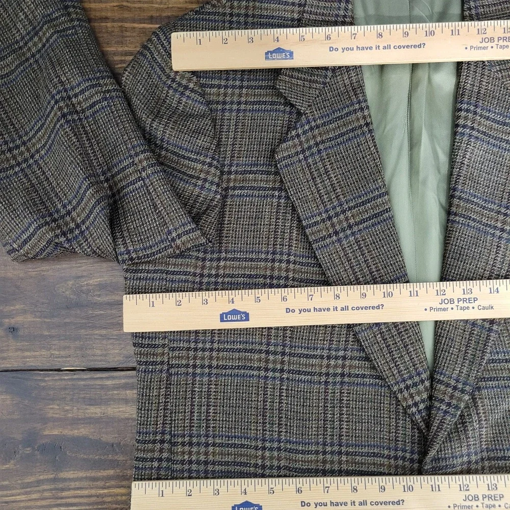 Oscar De‎ La Renta Men's Sport Coat Blazer Two Button Olive Tweed Plaid Wool 44R